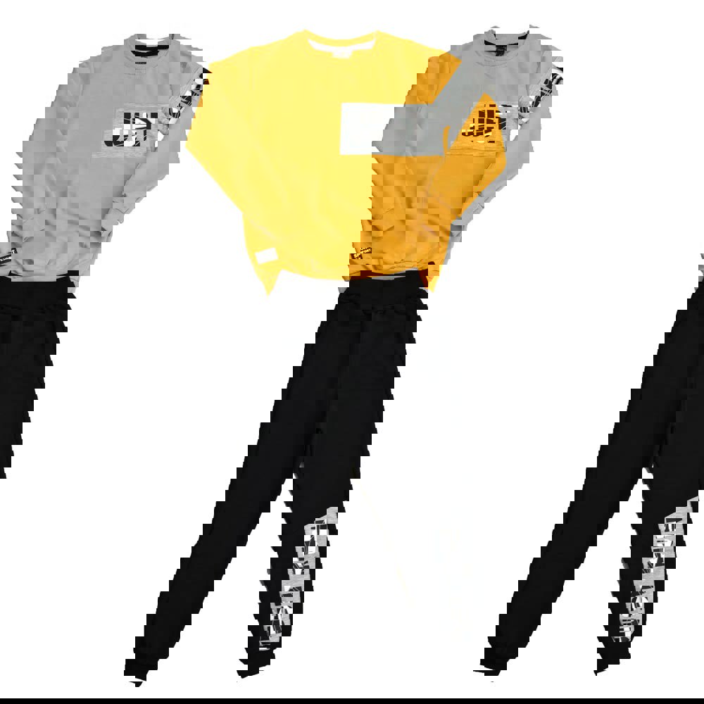 Παιδικό σετ με τύπωμα just run Μουσταρδί 17102