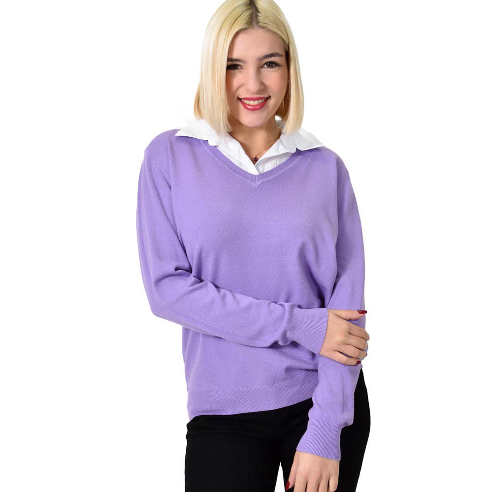 Γυναικεία oversized μπλούζα με γιακά Λιλά 22903
