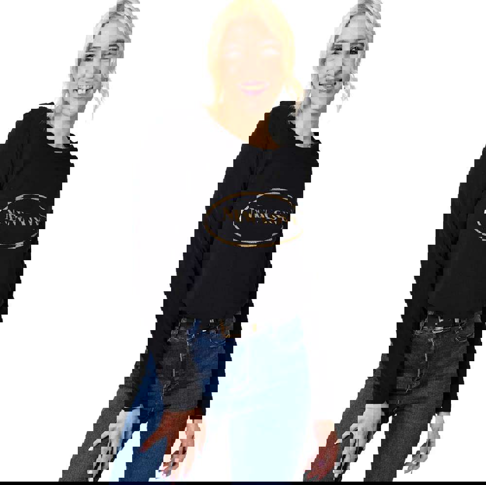 Μονόχρωμη μπλούζα με χρυσό τύπωμα Μαύρο 23284