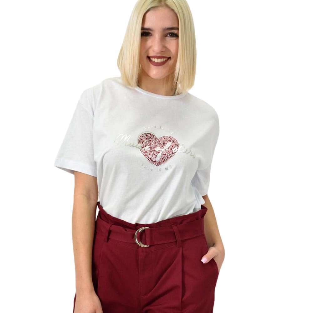 Γυναικείο T-shirt με σχέδιο Made of stars Λευκό 23179