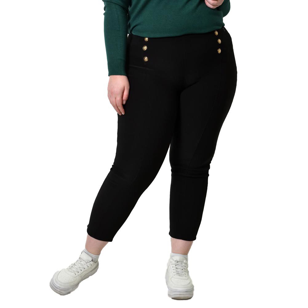 Γυναικείο plus size κολάν με διακοσμητικά κουμπιά Μαύρο 22796