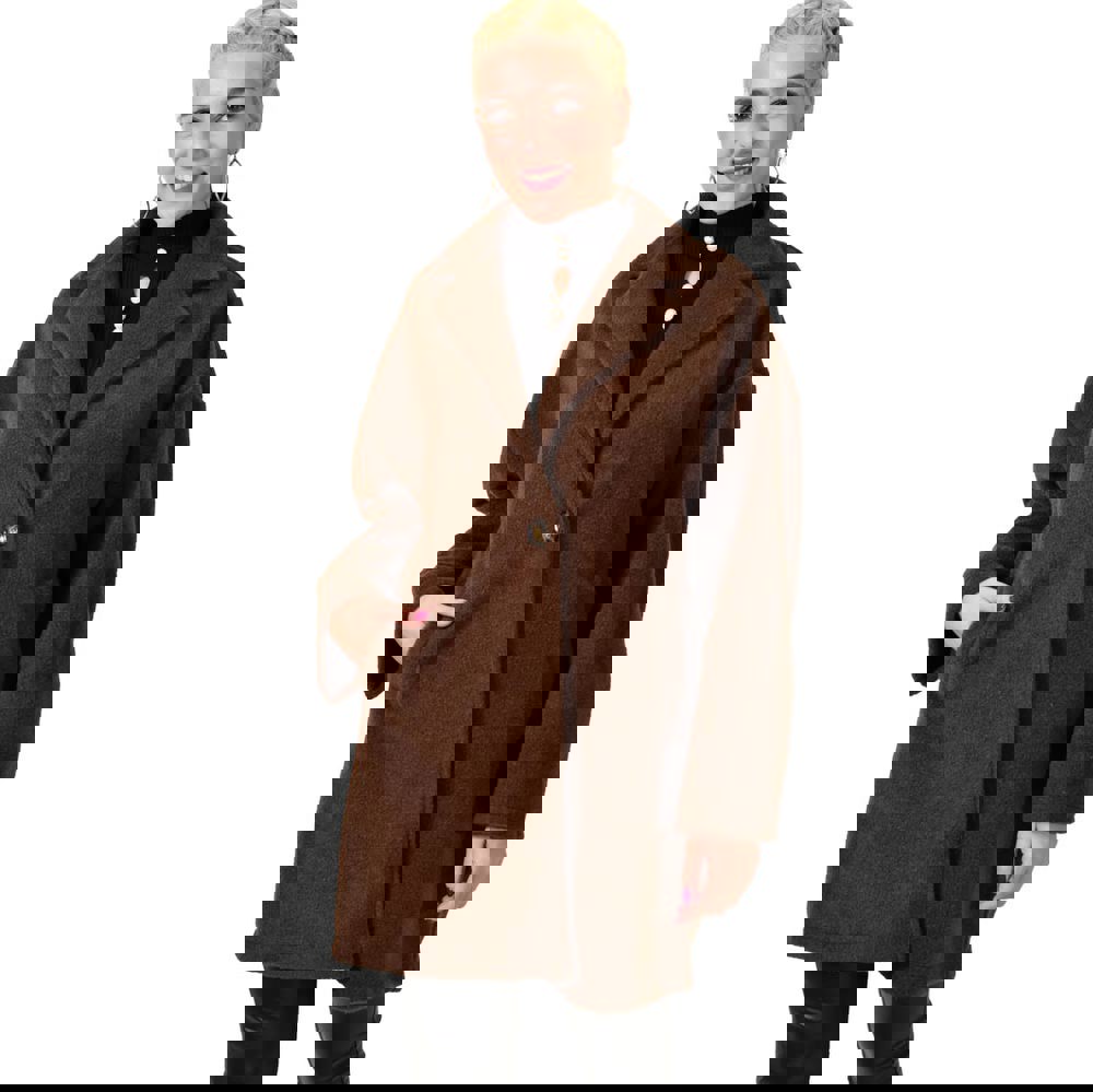 Γυναικείο παλτό μονόχρωμο Καφέ 22483