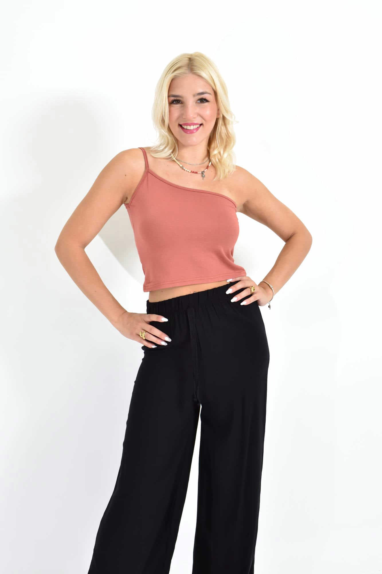 Ασύμμετρο Crop Top με Μία Τιράντα Σάπιο μήλο 26996