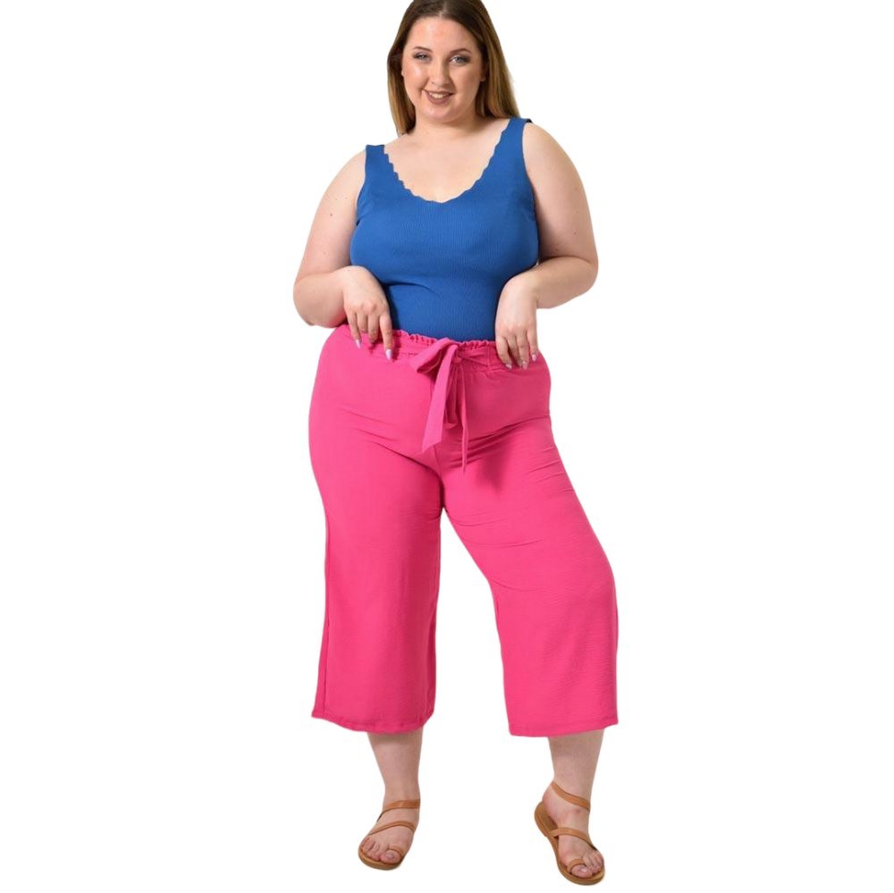 Ζιπ κιλοτ με υφασμάτινη ζώνη Φούξια 24325