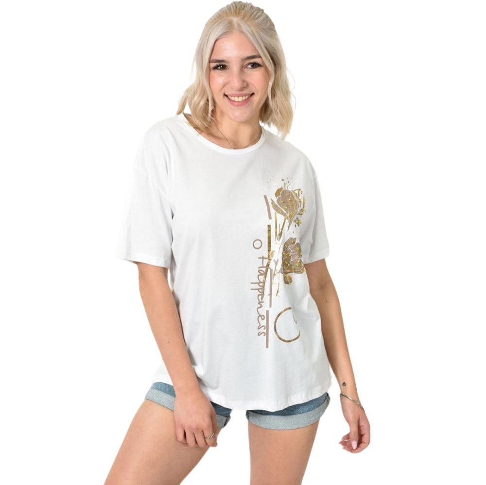 Potre OR T-Shirt με σχέδιο "Happiness" Λευκό 24241