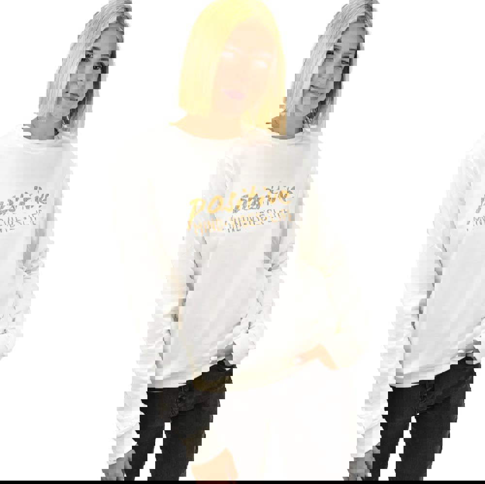 Μπλούζα φούτερ με τύπωμα POSITIVE Λευκό 17608