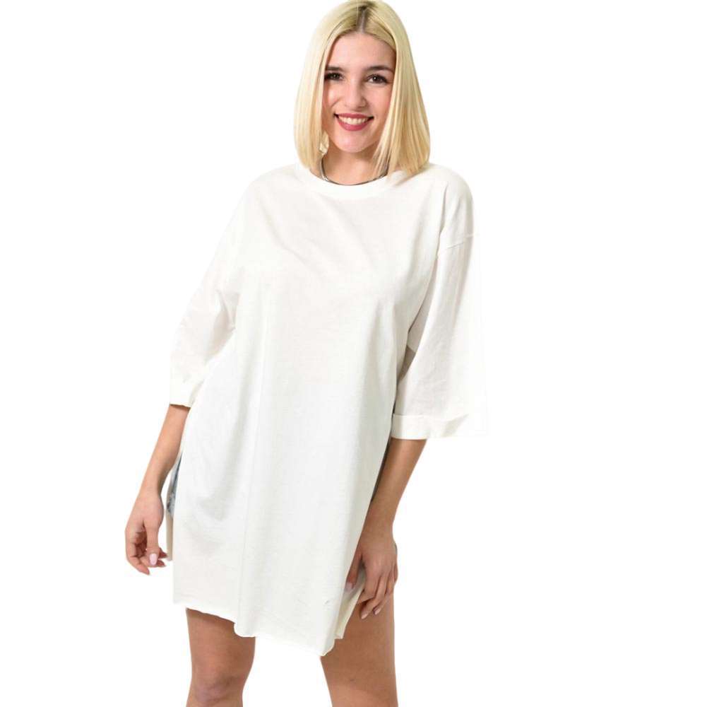 Μπλούζα oversized με ανοίγματα Εκρού 23575