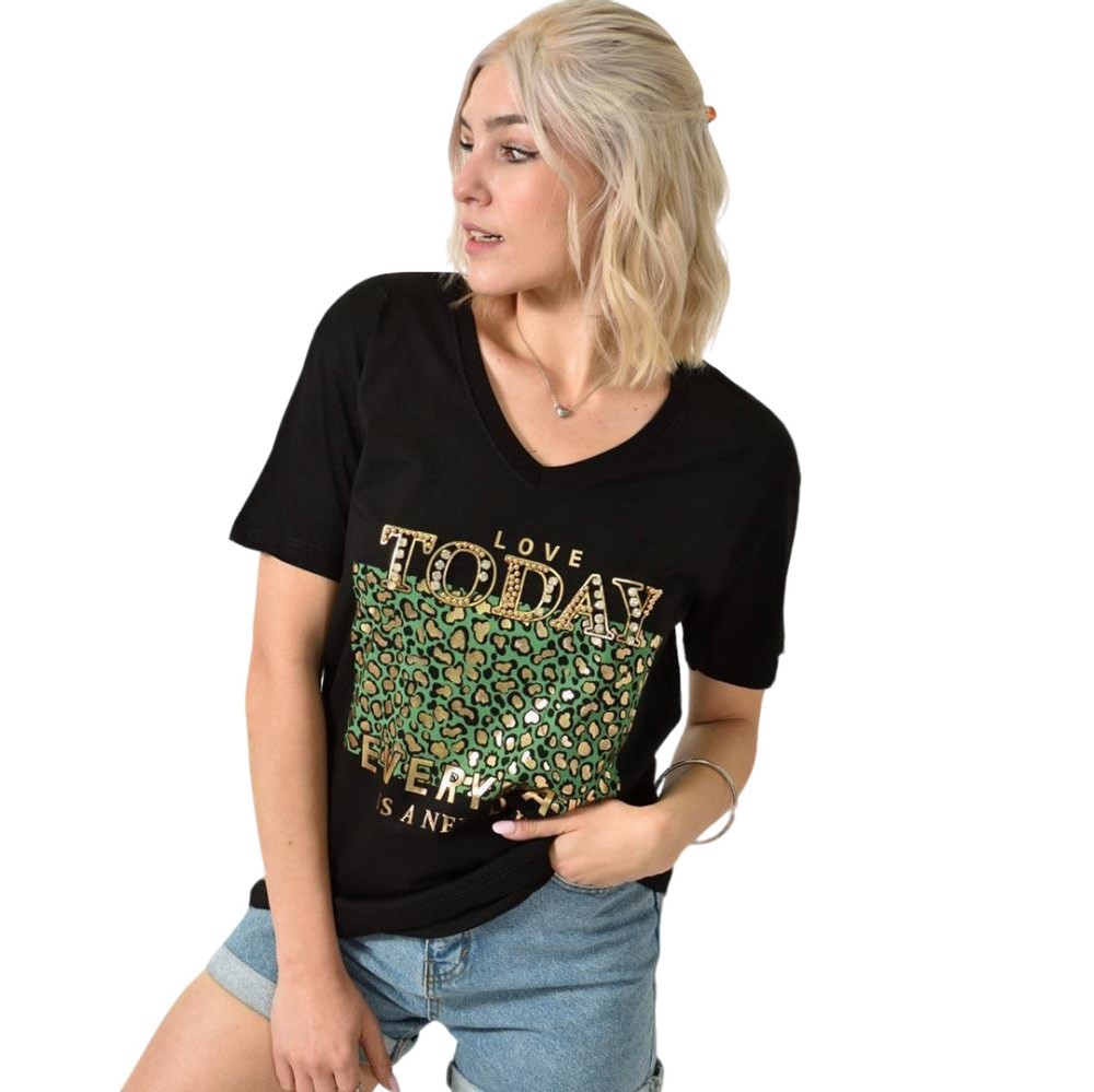 Potre OR T-Shirt με στάμπα "Love Today" Μαύρο 24246