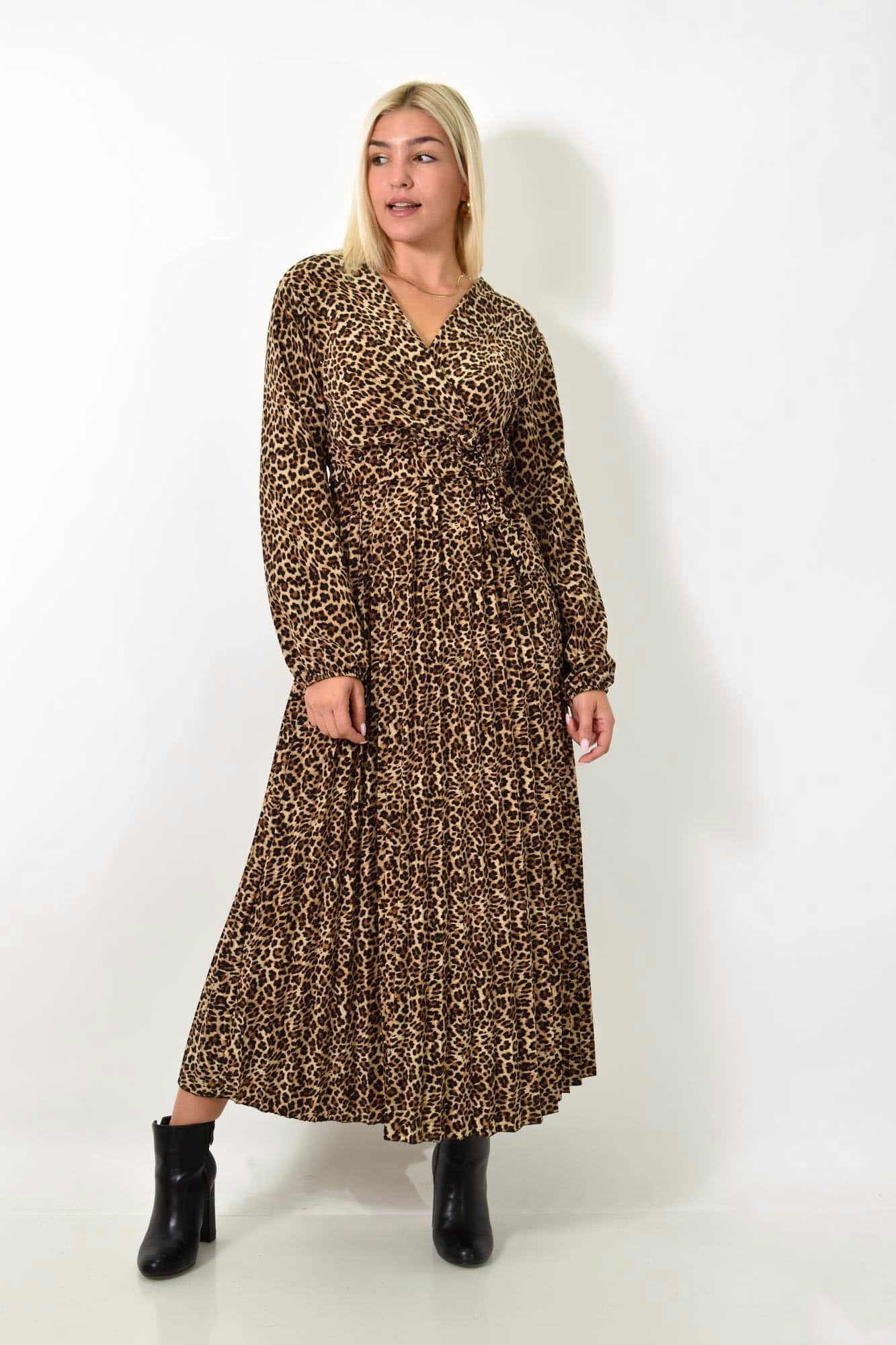 Μίντι φόρεμα με μοτίβο animal print πλισέ Animal Print 25978
