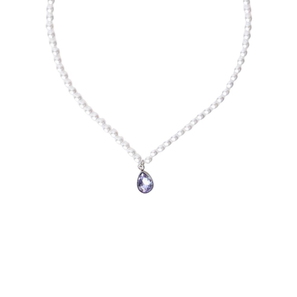 Κολιέ χάντρες με σταγόνα Λευκό 24601