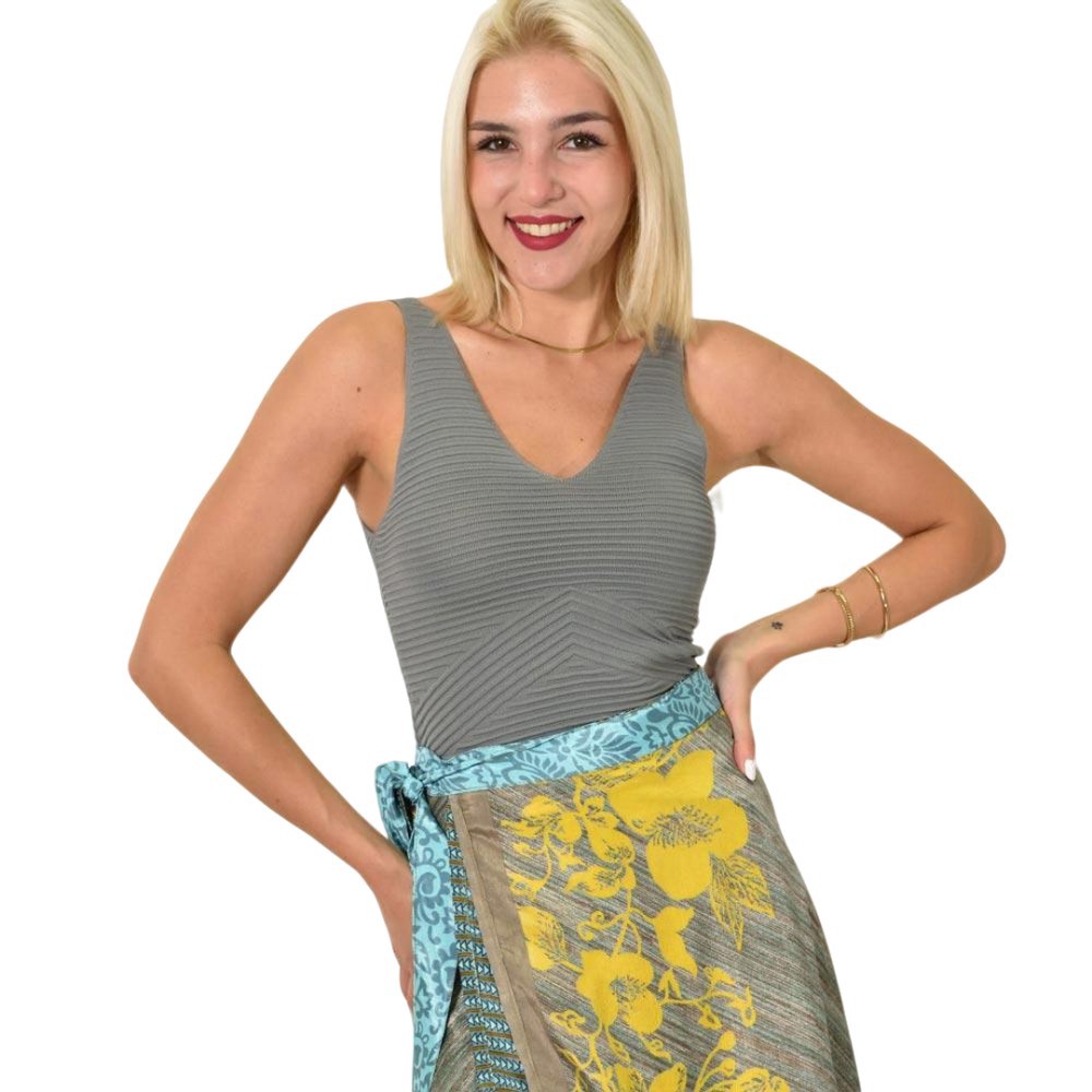 Γυναικείο πλεκτό τοπ με ανάγλυφο σχέδιο Γκρι 24853