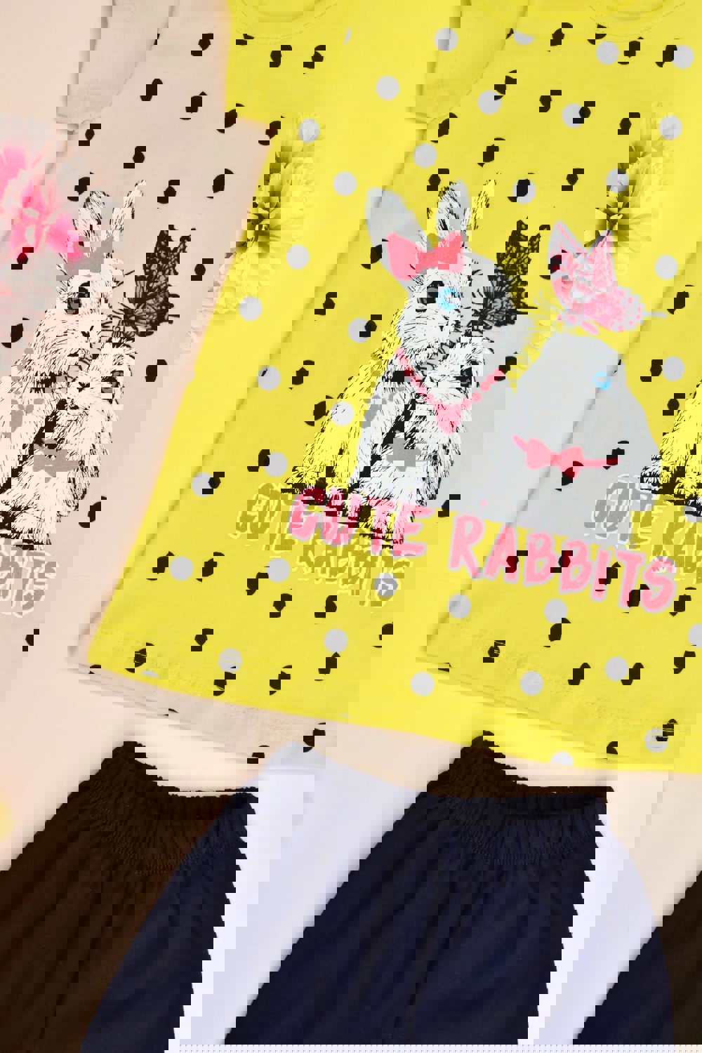 Παιδικό σετ με κολάν CUTE RABBITS Κίτρινο 15631 φωτογραφία