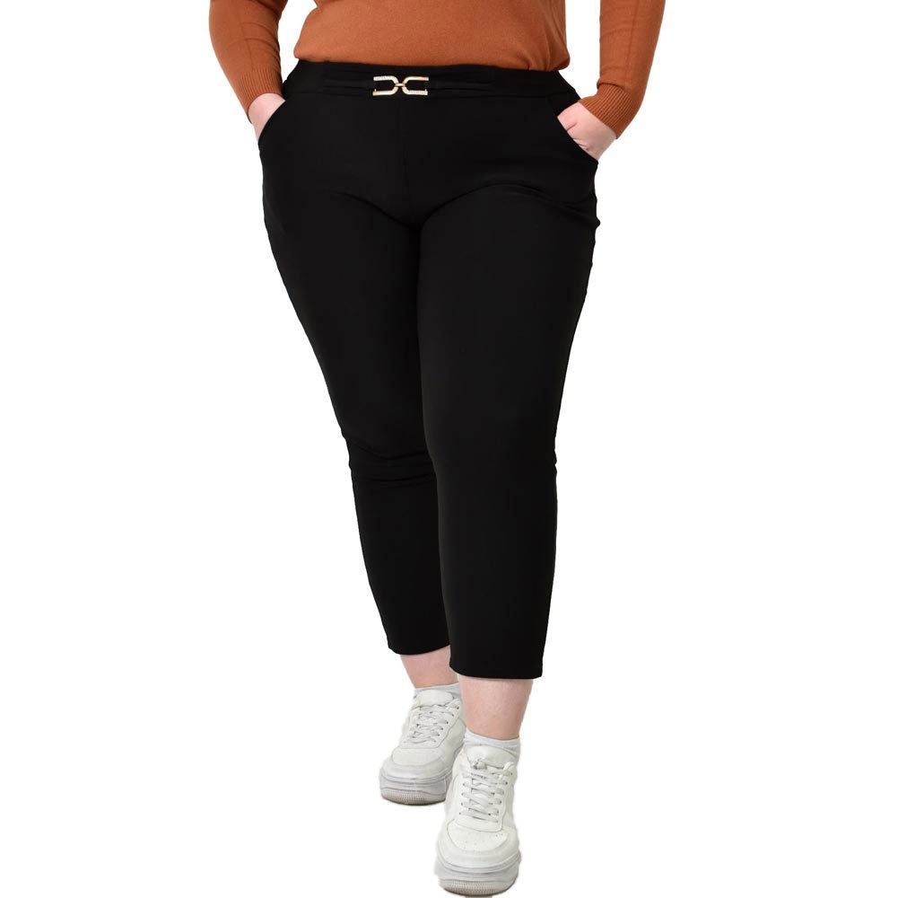Γυναικείο plus size κολάν με διακοσμητική λεμπτομέρεια Μαύρο 22797
