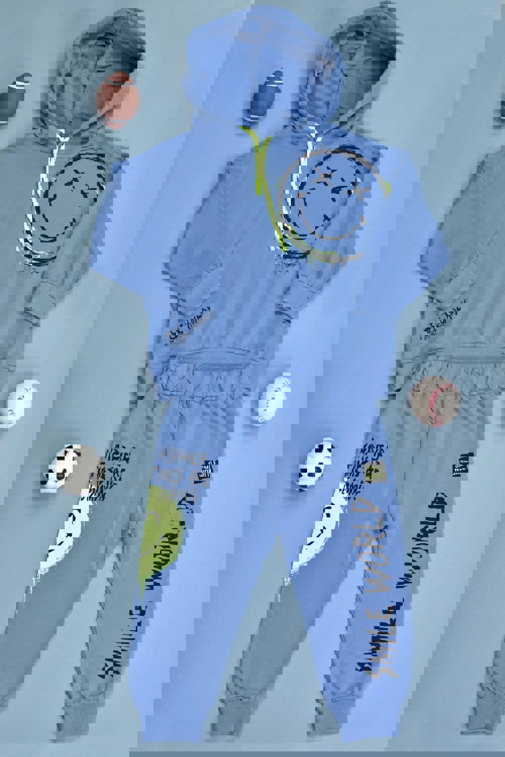 Παιδικό σετ με τύπωμα φατσούλα Μπλε 17016 φωτογραφία