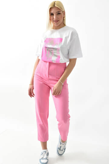  - T-shirt με μεταλιζέ στάμπα Create Moments σε λευκό