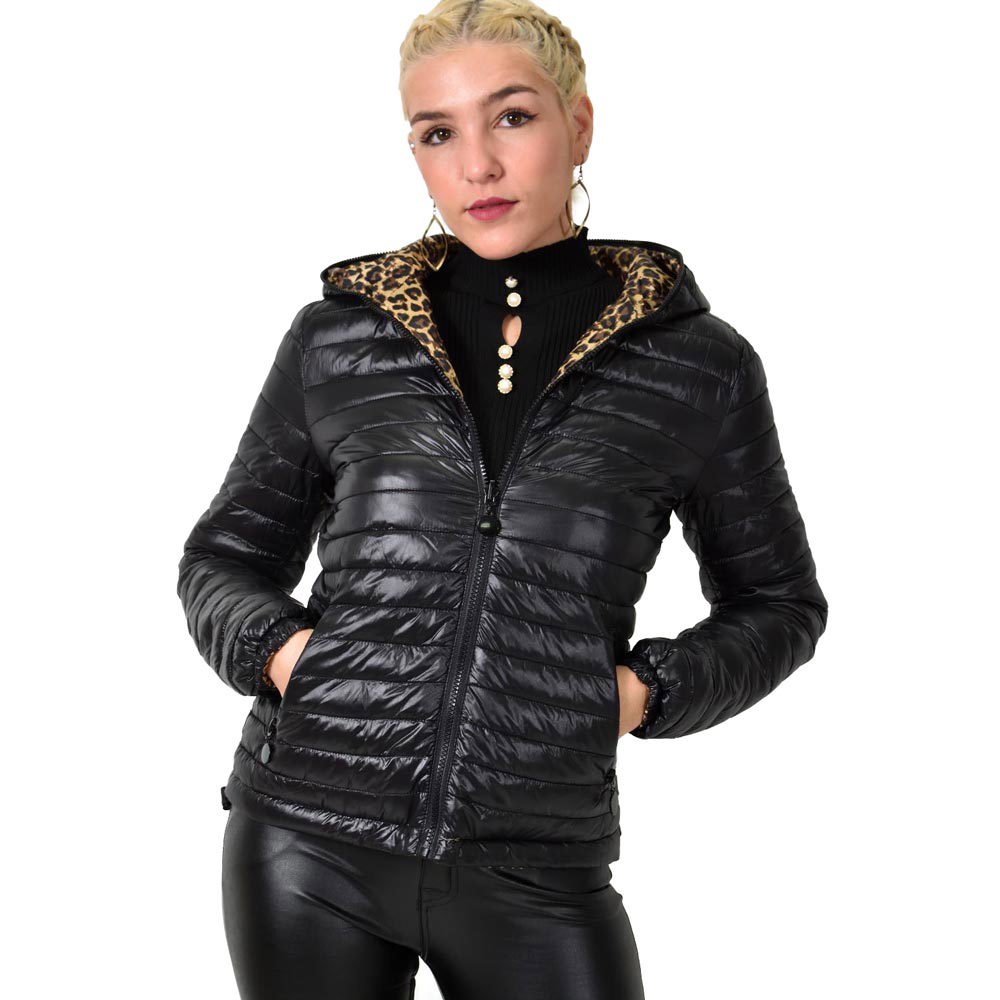 Γυναικείο καπιτονέ ντουμπλφας animal print Μαύρο 22468