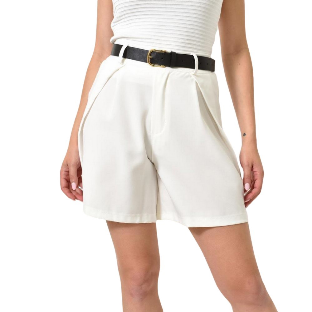 Γυναικείο σορτς με πιέτες Λευκό 24705