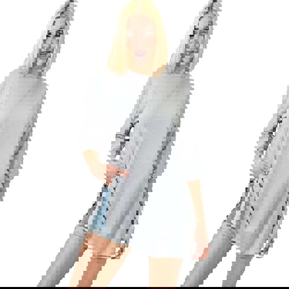 Μπλούζα μονόχρωμη με ανοίγματα Γκρι 23558