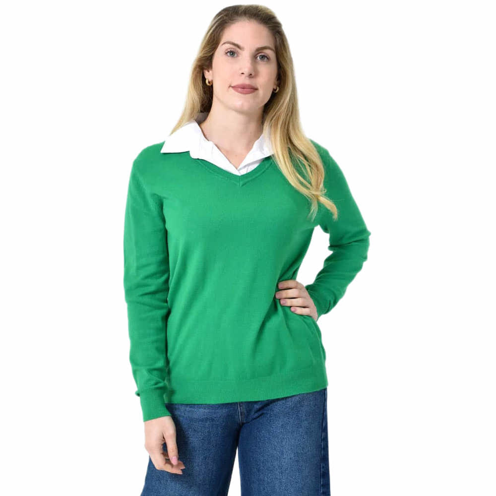 Γυναικεία oversized μπλούζα με γιακά Πράσινο 27338