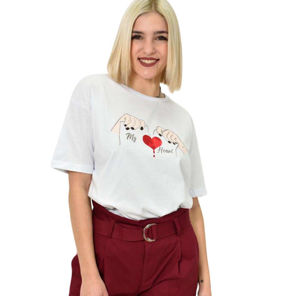 Γυναικείο T-shirt με σχέδιο Λευκό 23131