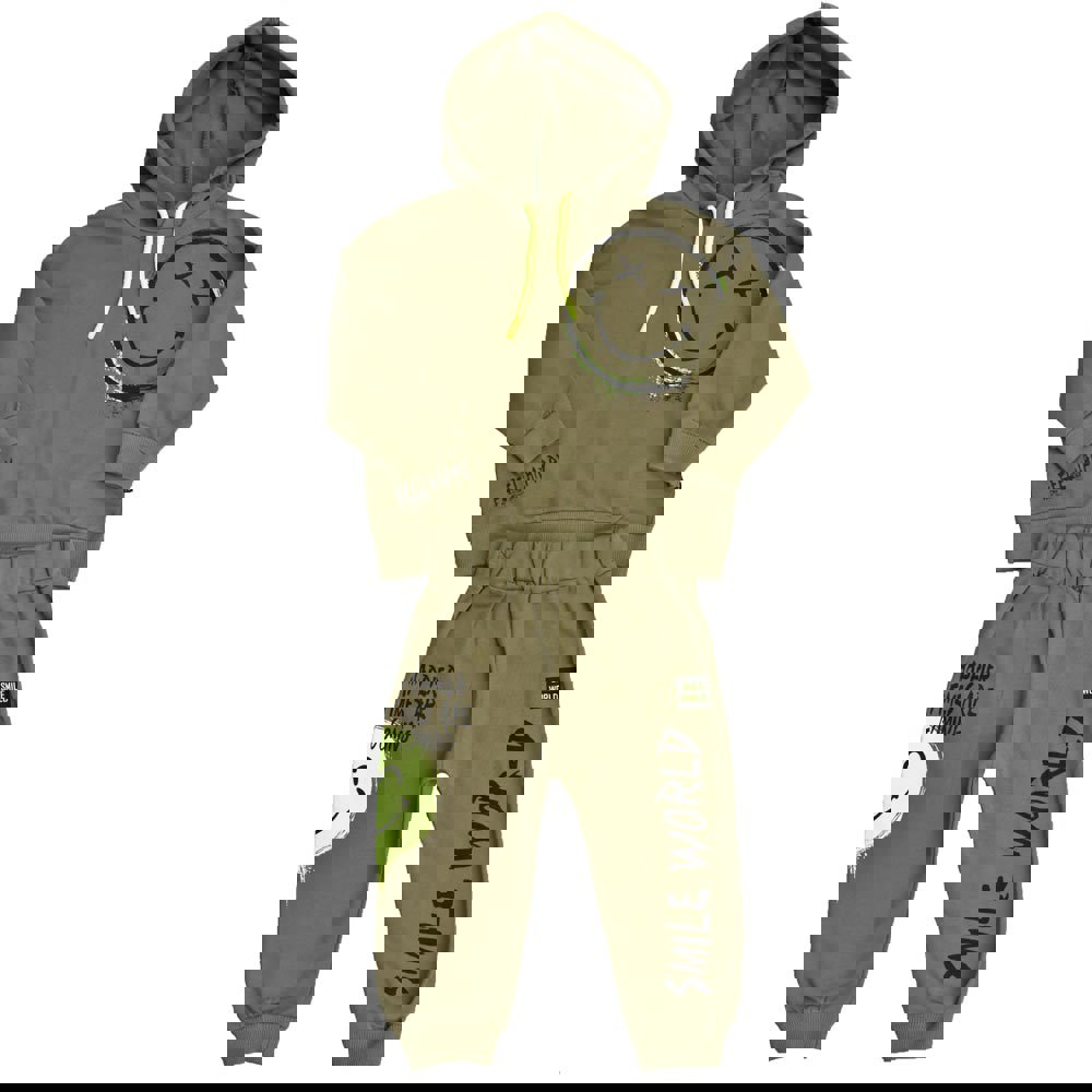 Παιδικό σετ με τύπωμα φατσούλα Χακί 17017