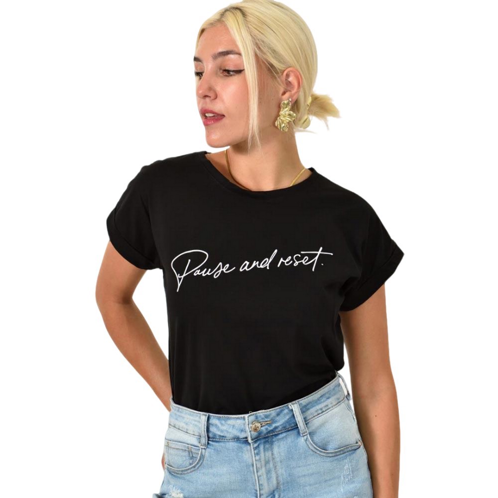 T-shirt με τύπωμα Μαύρο 25546