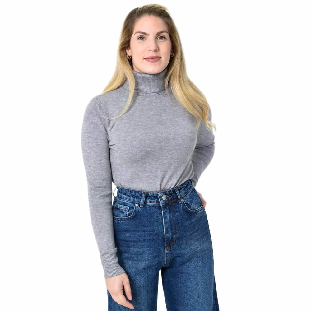 Πλεκτό Ζιβάγκο με Ύφανση Ριπ & Απαλή Υφή Γκρι 27263