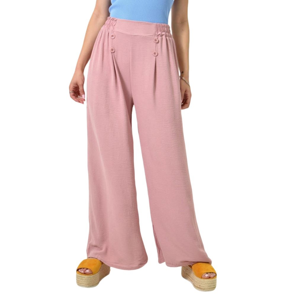 Παντελόνι ψηλόμεσο με κουμπιά Ροζ 24210