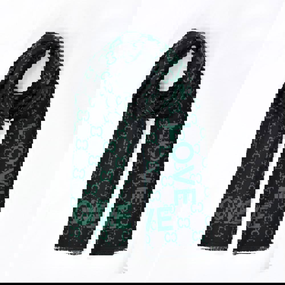 Κασκόλ με σχέδιο LOVE Πράσινο 23010