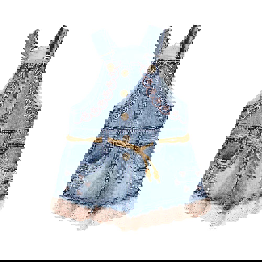 Παιδική τζιν σαλοπέτα σορτσάκι Μπλε Τζιν 18493