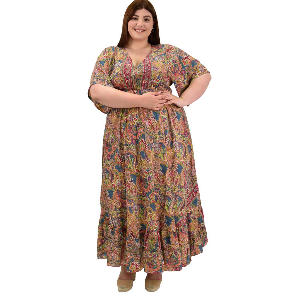 Γυναικείο μεταξωτό boho φόρεμα oversized Ροζ 20079