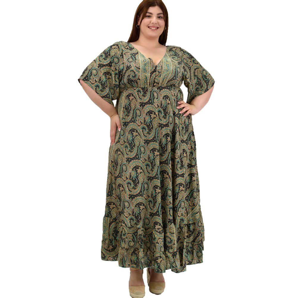 Γυναικείο μεταξωτό boho φόρεμα oversized Μαύρο 20081