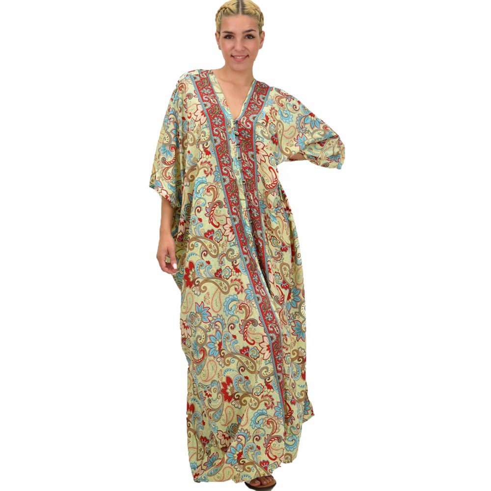Γυναικείο μεταξωτό boho plus size Εκρού 21265