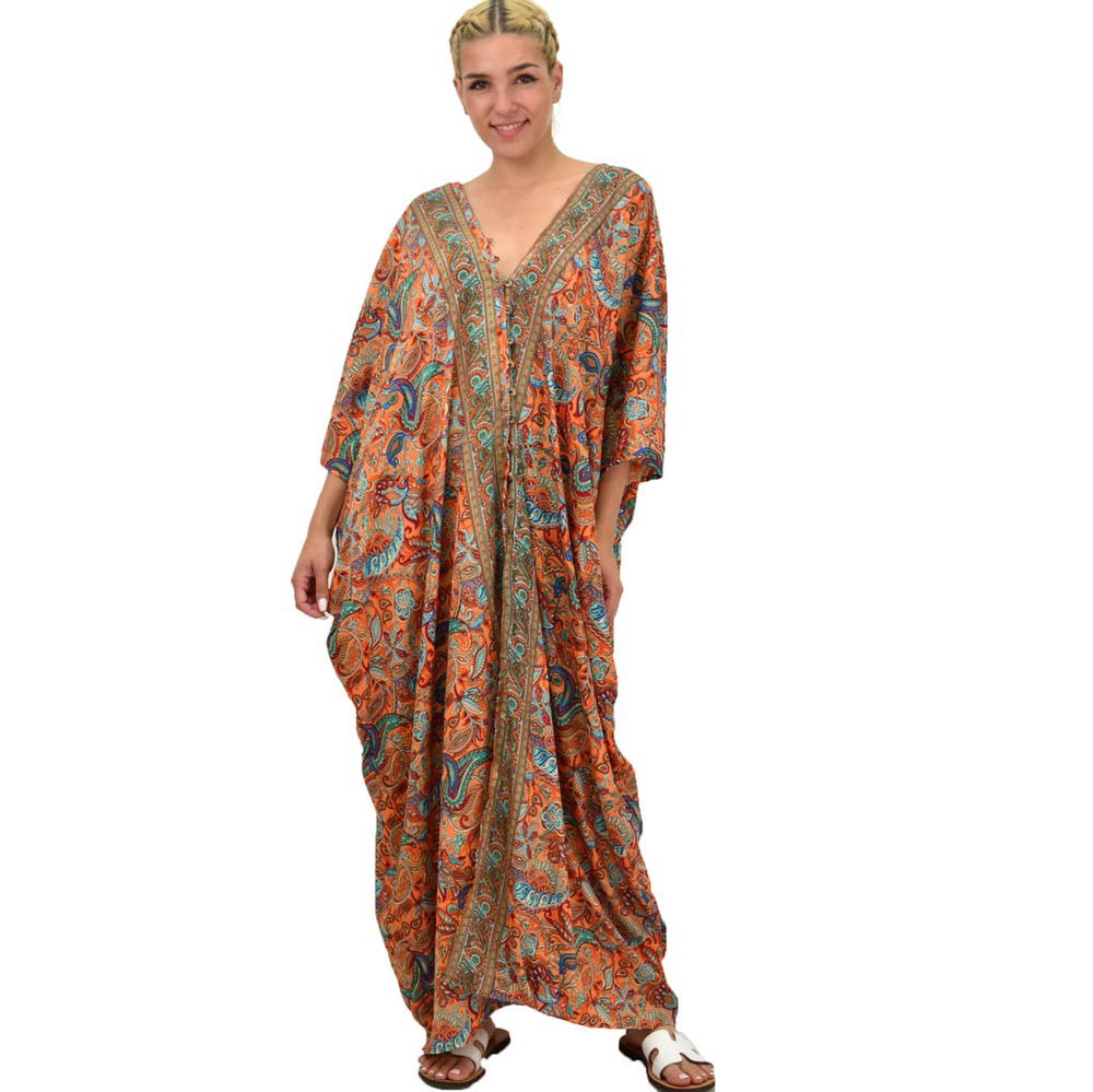 Γυναικείο μεταξωτό boho plus size Πορτοκαλί 21259