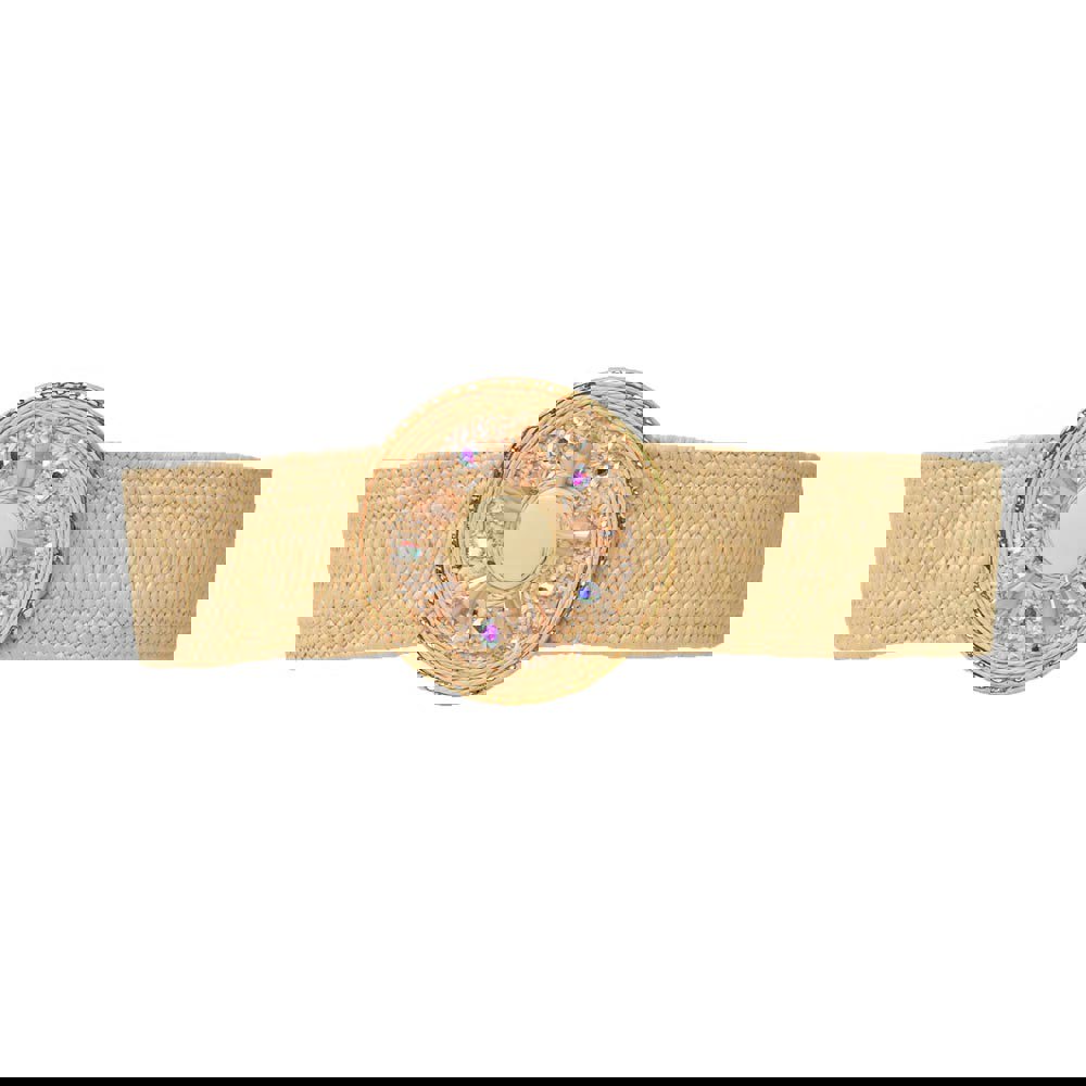 Γυναικέια ψάθινη ζώνη Εκρού 21311