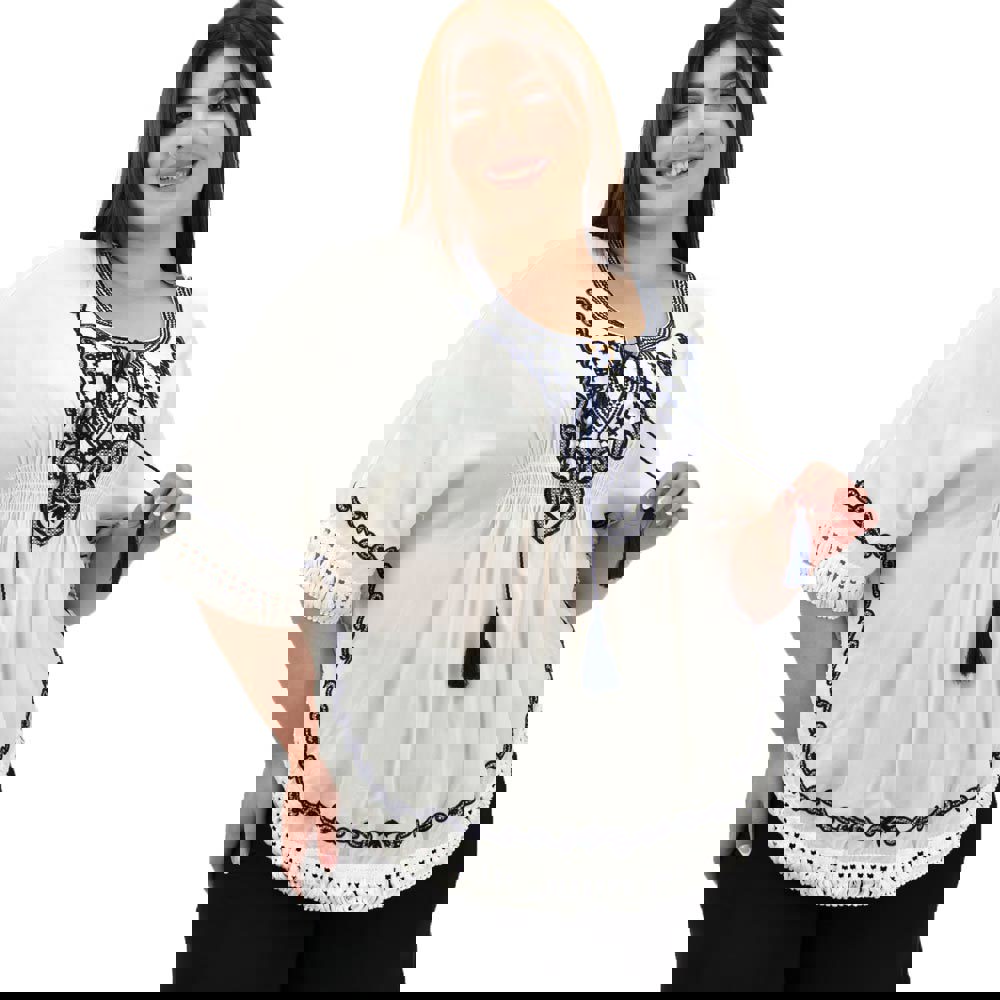 Γυναικεία boho μπλούζα Μπλε Σκούρο 15229