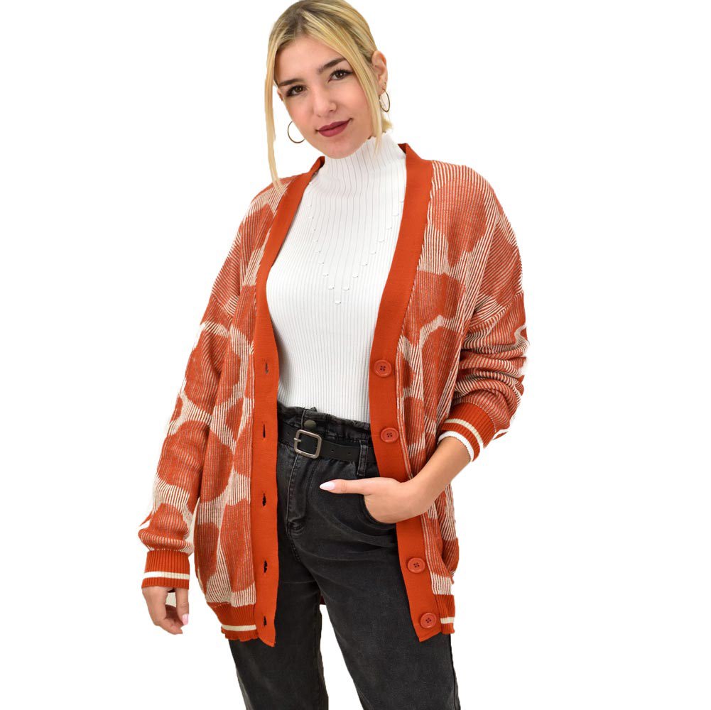 Γυναικεία ζακέτα oversized με σχέδιο Κανελί 12697