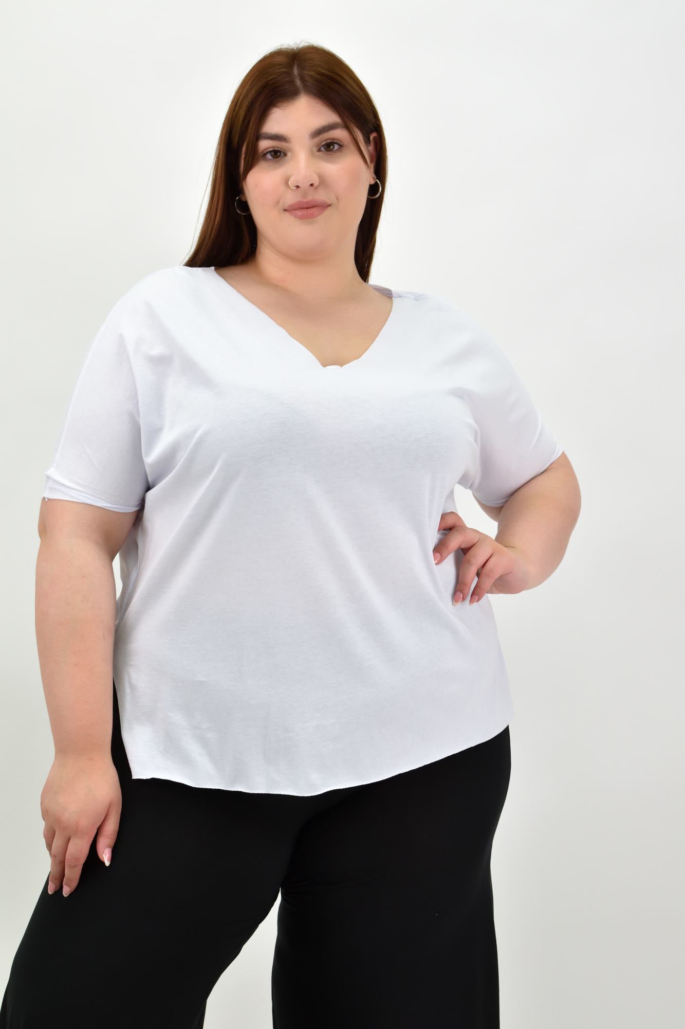 Γυναικεία μπλούζα μονόχρωμο plus size Λευκό 20115