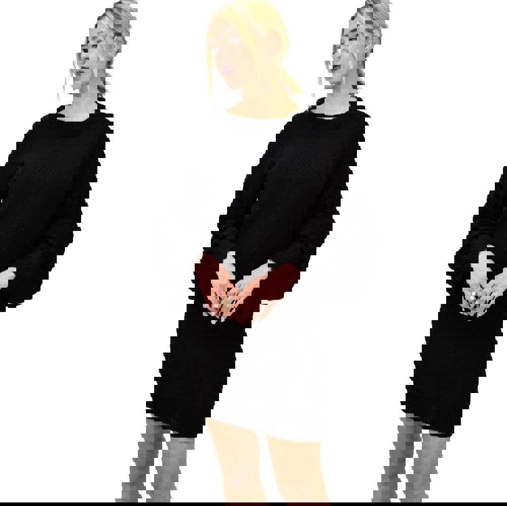 Γυναικείο φόρεμα με σχέδιο πλεξούδα Μαύρο 9443