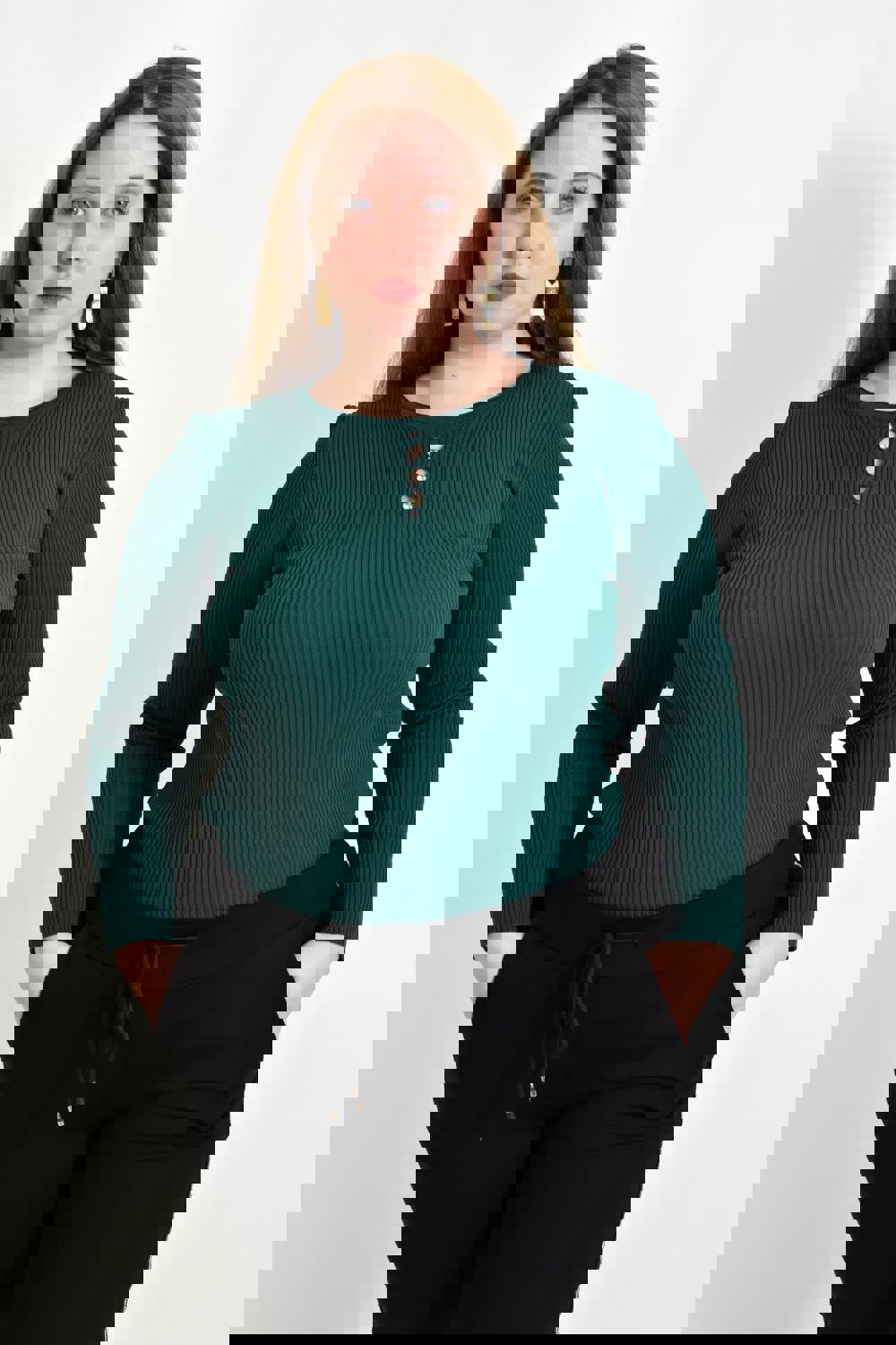 Γυναικείο Plus τοπ με στρας Κυπαρισσί 22379 φωτογραφία