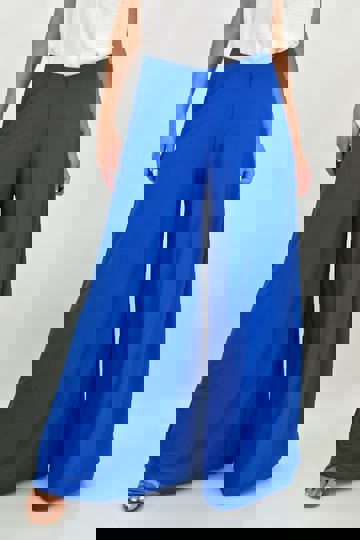  - Γυναικεία plus size παντελόνα με λάστιχο στη μέση σε μπλε ρουά