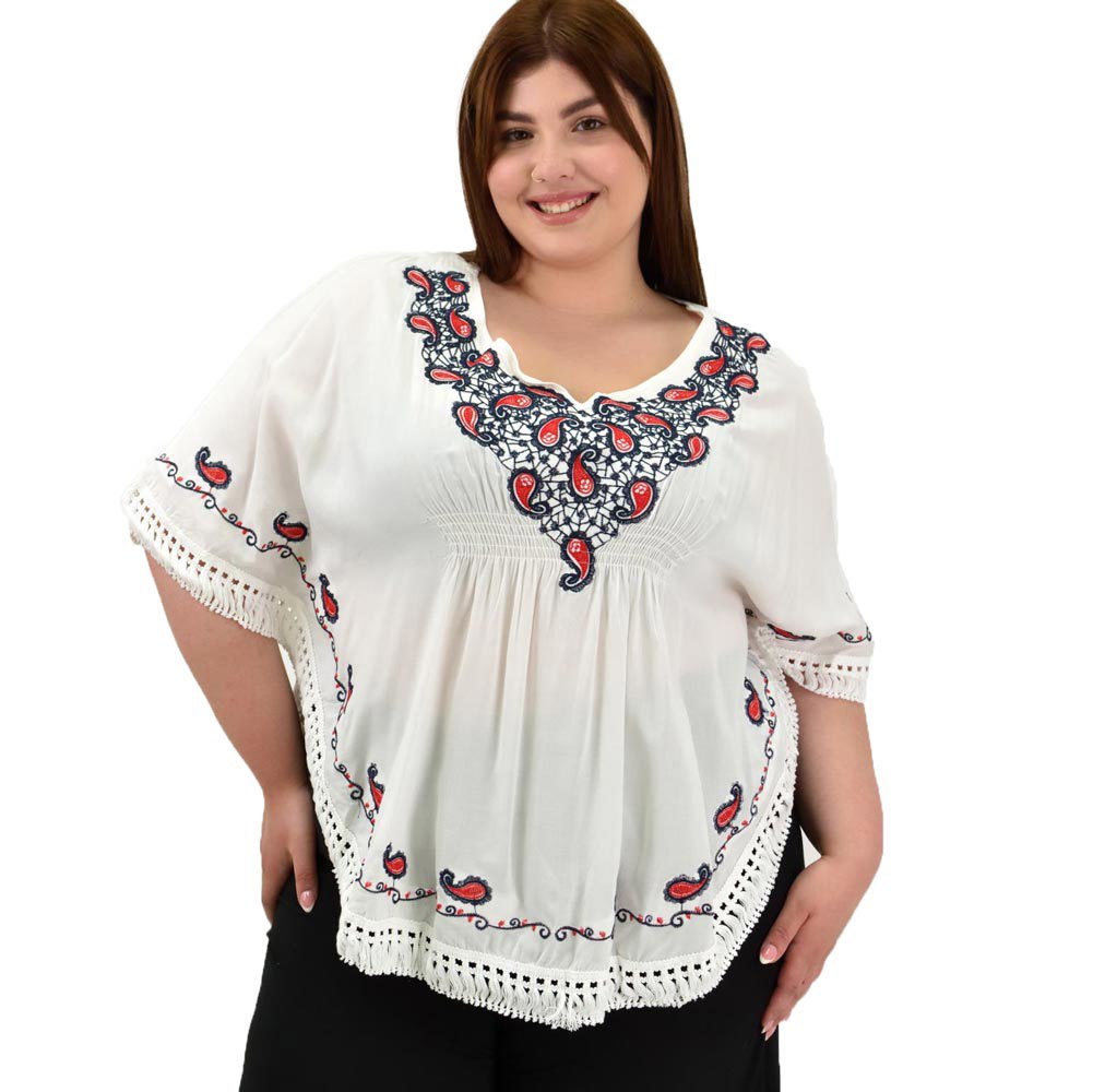 Γυναικεία boho μπλούζα Εκρού 15222