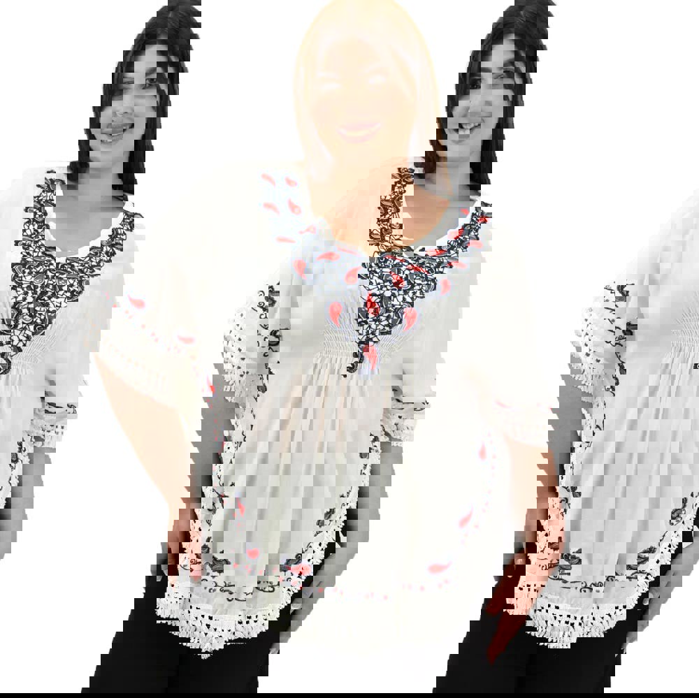 Γυναικεία boho μπλούζα Εκρού 15222