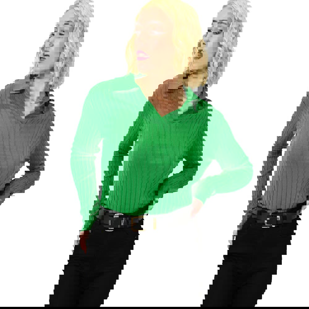 Γυναικεία μπλούζα ριπ με γιακά Πράσινο 23066