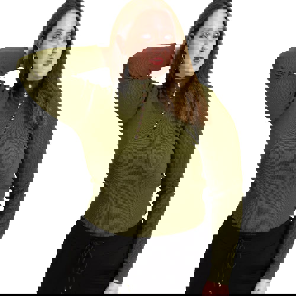 Γυναικείο Plus τοπ με στρας Λαδί 22386