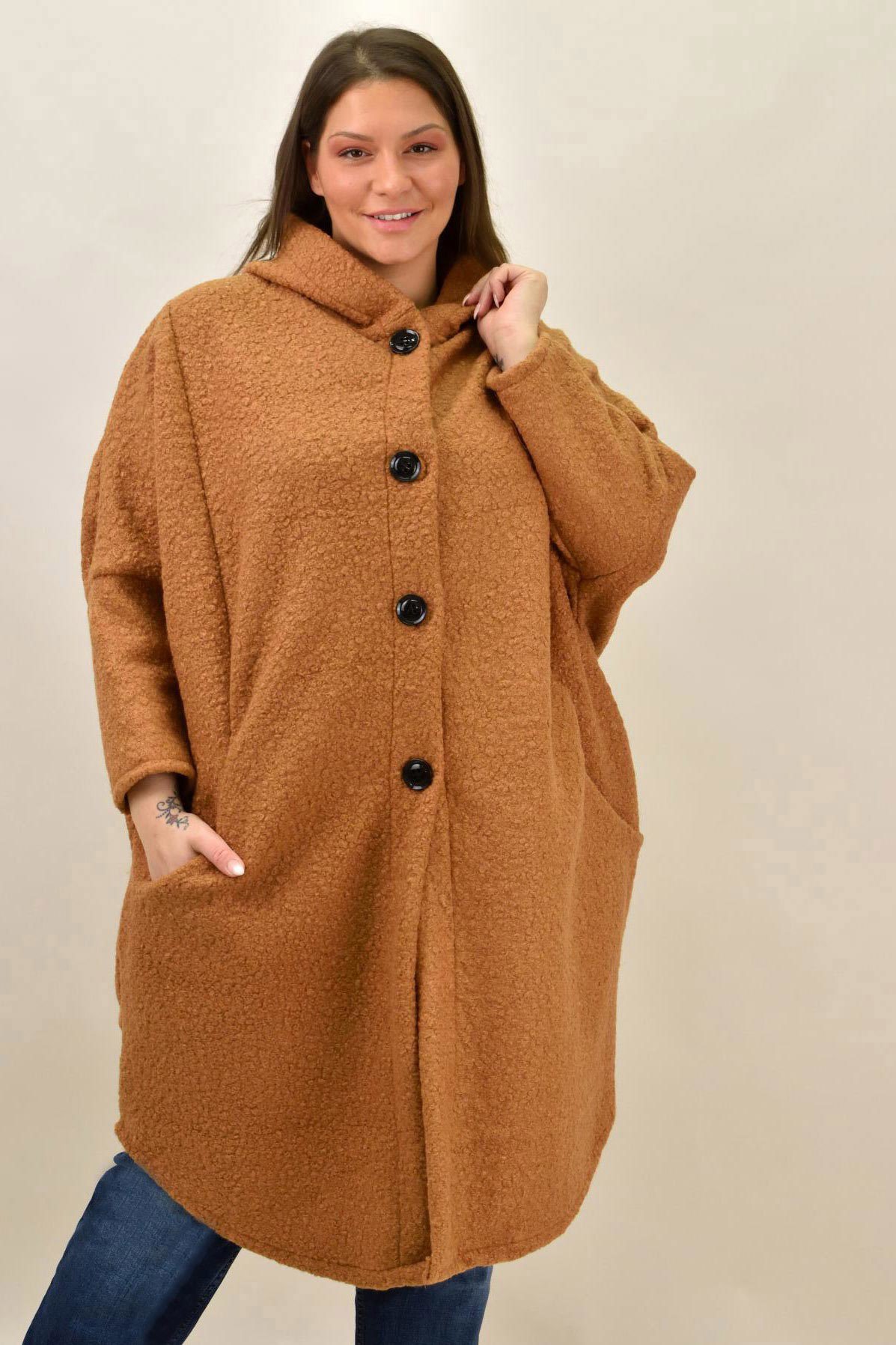 Γυναικείο παλτό μπουκλέ oversized Ταμπά 19027