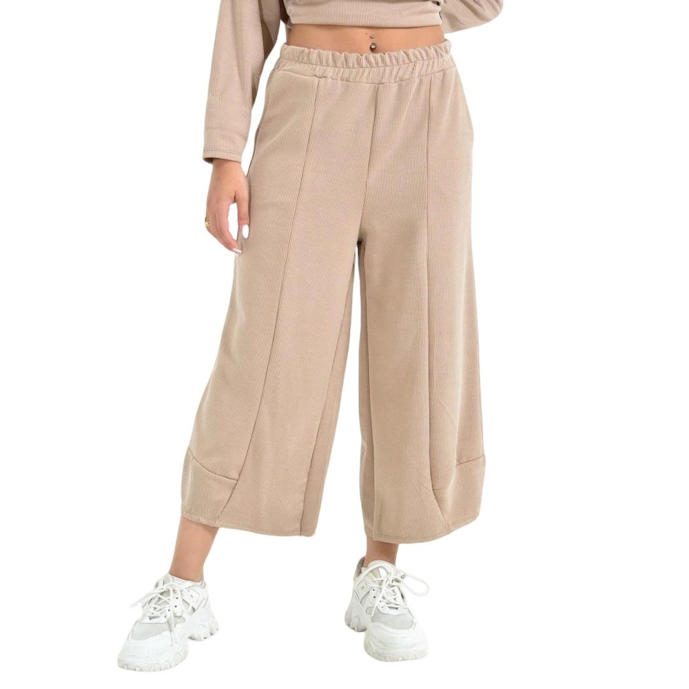 Γυναικείο Παντελόνι Τύπου Σαλβάρι Crop Μπεζ 27036