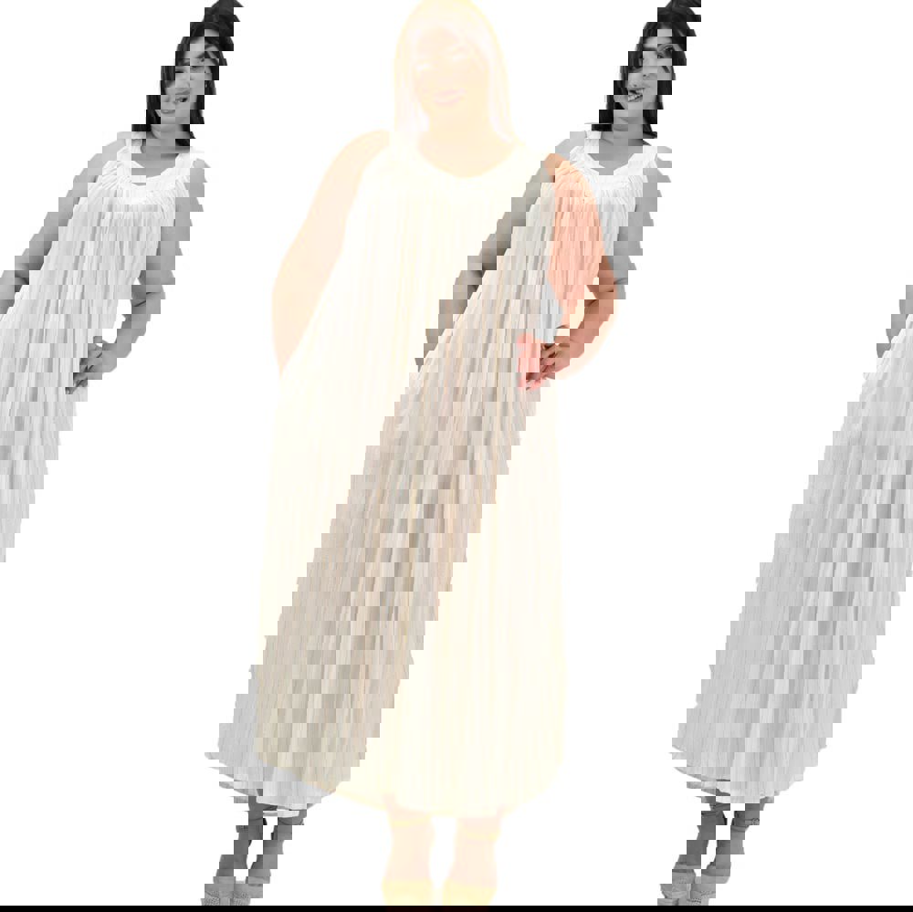 Γυναικείο αμάνικο καφτάνι Εκρού 20112