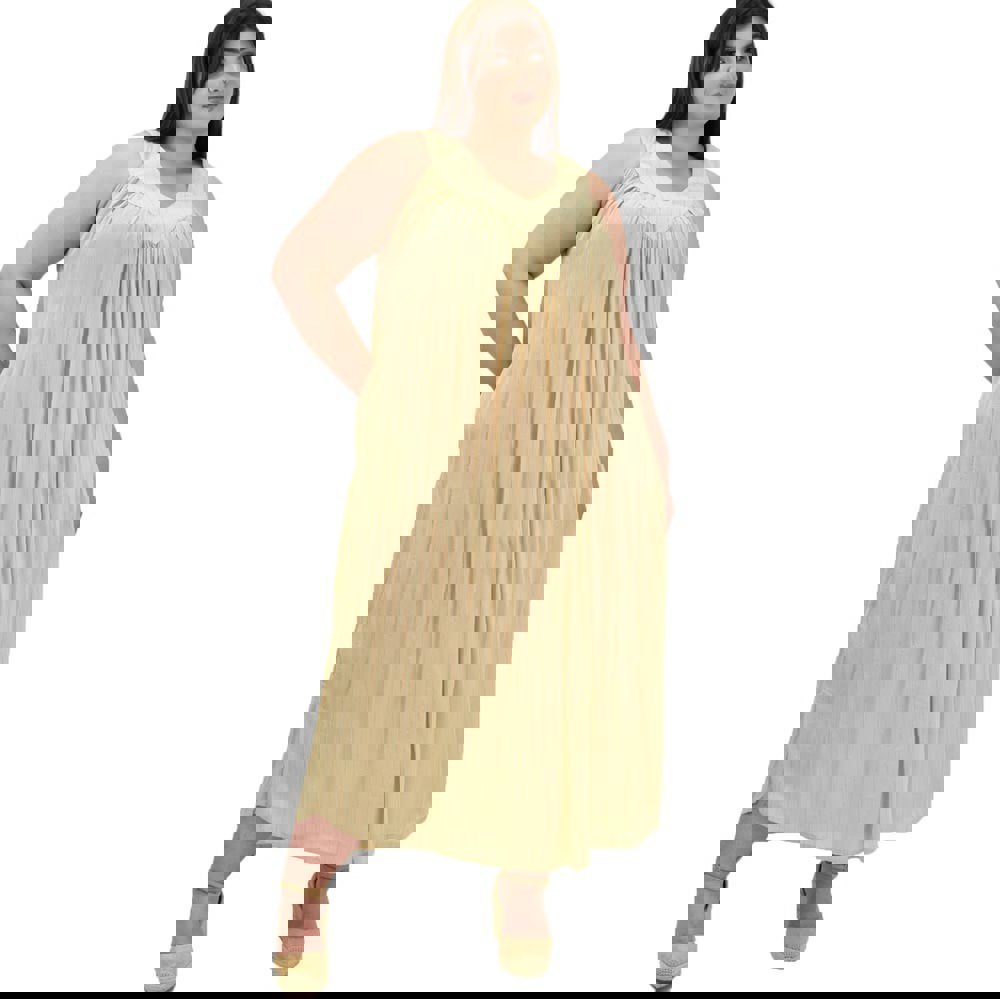 Γυναικείο αμάνικο καφτάνι Μπεζ 20109