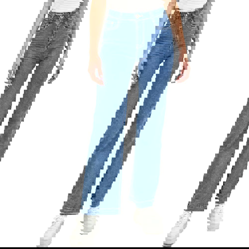 Τζιν παντελόνι loose και τελείωμα καμπάνα Μπλε Τζιν 8976